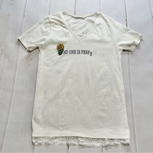 New - Pepper & Mint - Women’s White “No One Is Perfect” Shirt - Size Small *